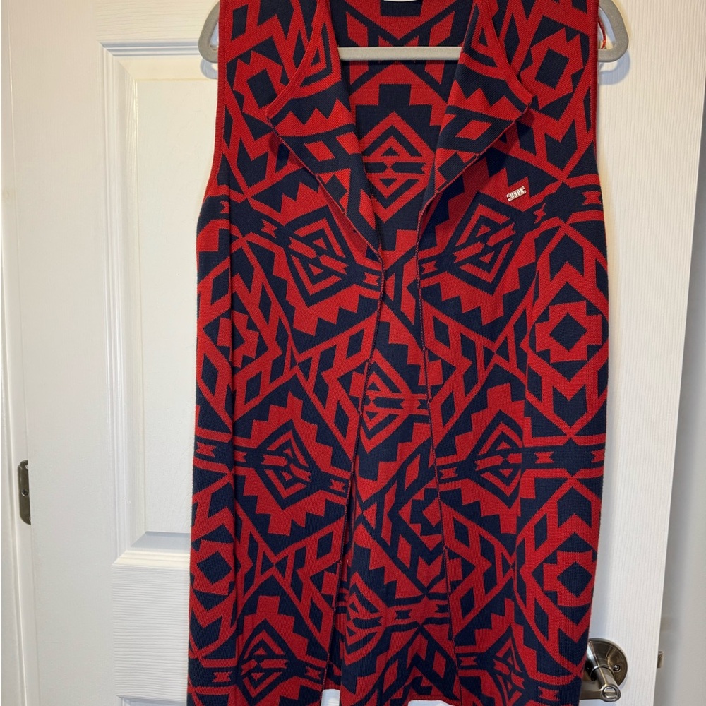 Tribal Red and Black Sleeveless Top